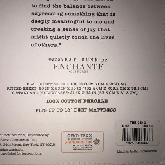 SOLD‼️ Rae Dunn Queen Size Sheets - Picture 5 of 5